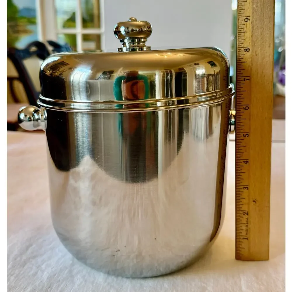 Vintage Godinger Stainless Steel Vodka on Ice Bucket With Five Shot Glasses